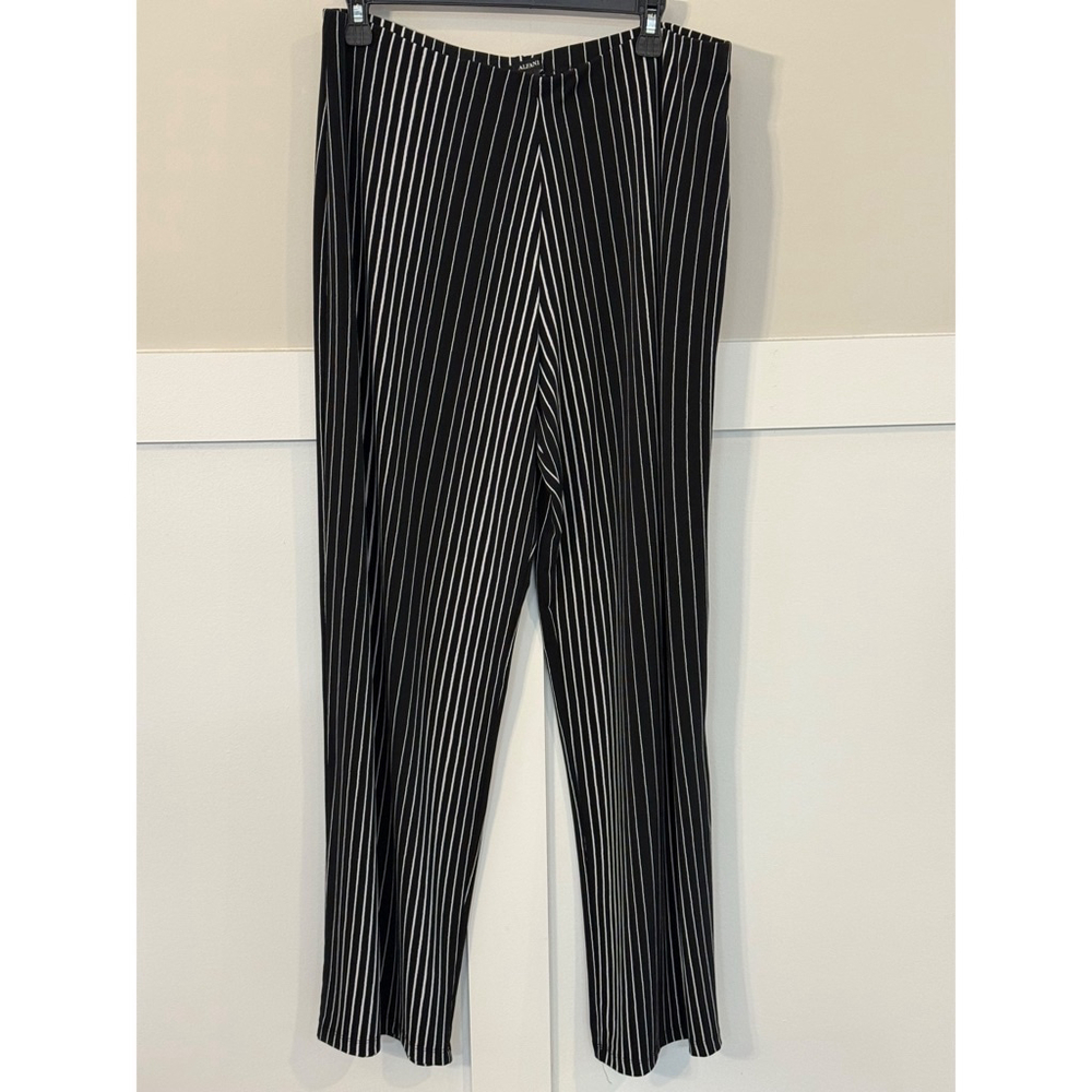 Alfani Black White Pinstripe Pants Size Large Pull On Career Pants